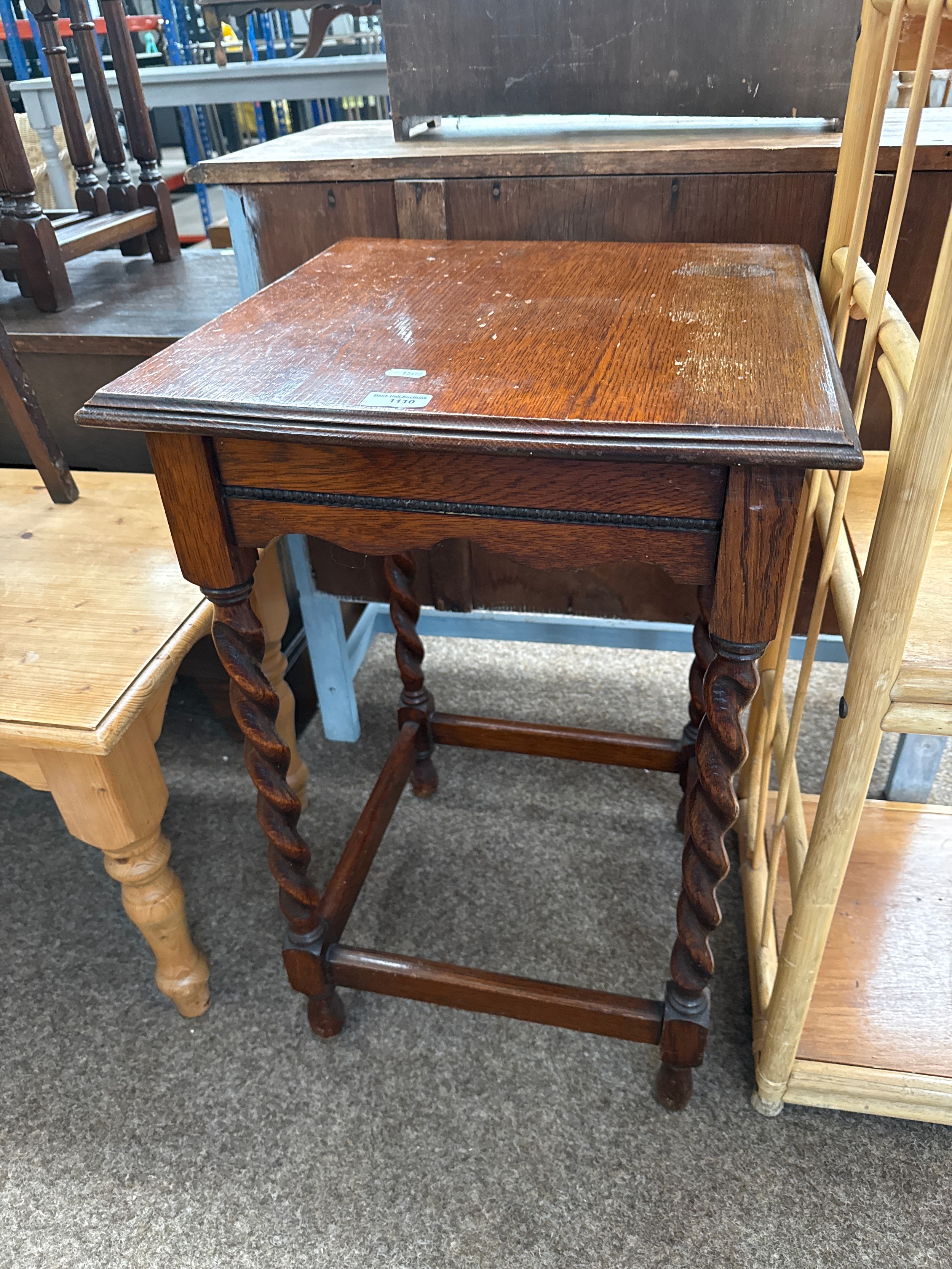A small vintage oak Barley Twist legged table