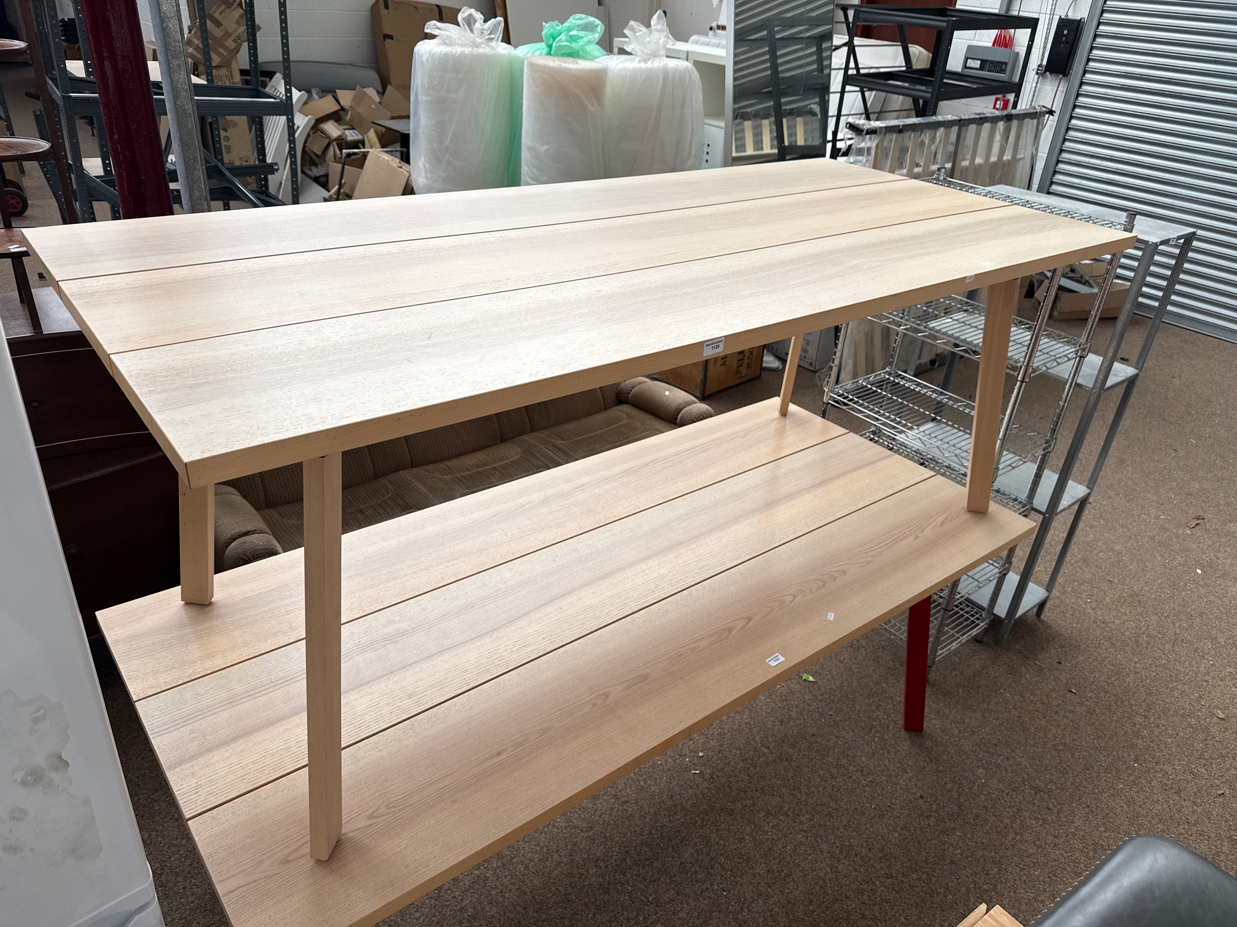A large light oak dining/work table - 2M x 0.9M