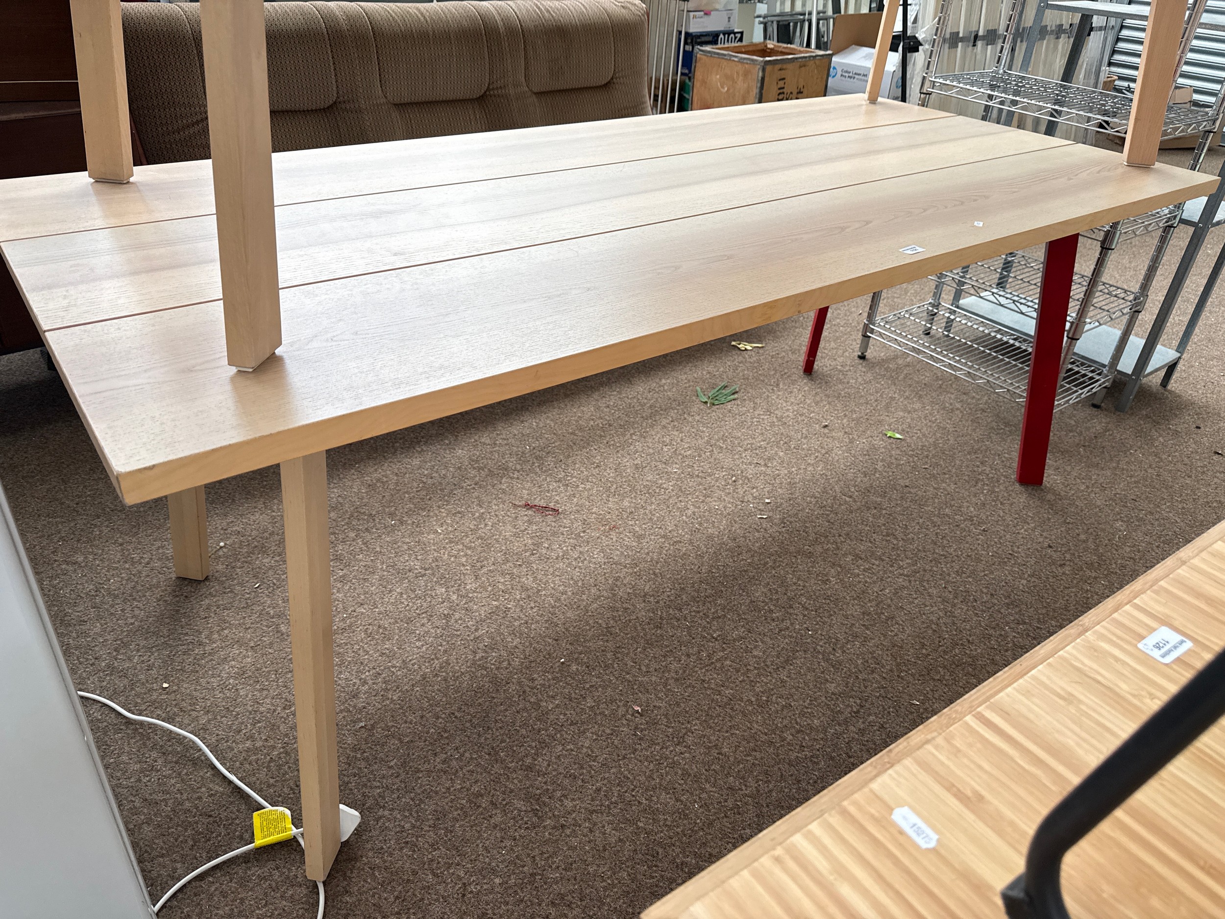 A large light oak dining/work table - 2M x 0.9M