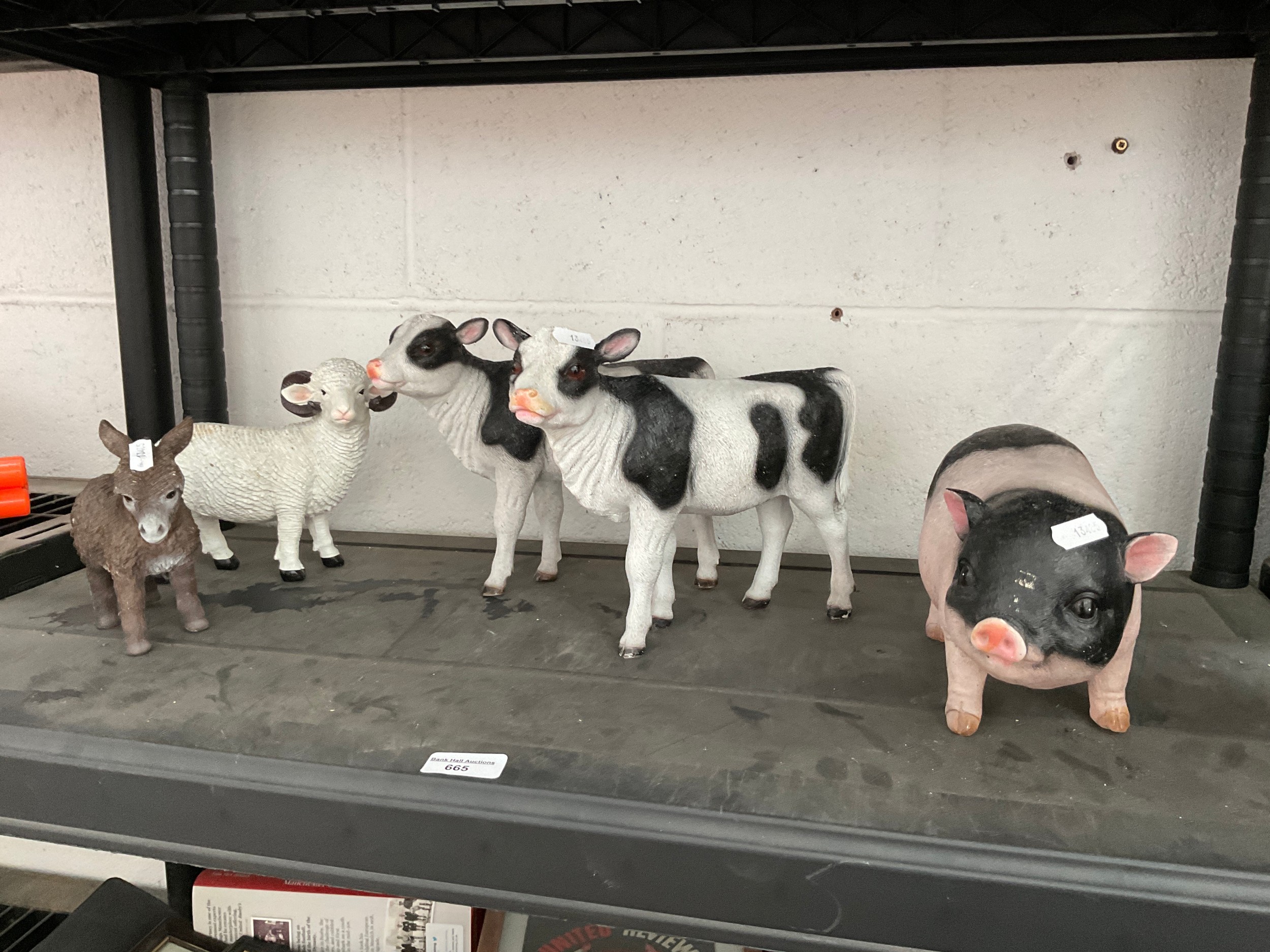 Five farm animal ornaments