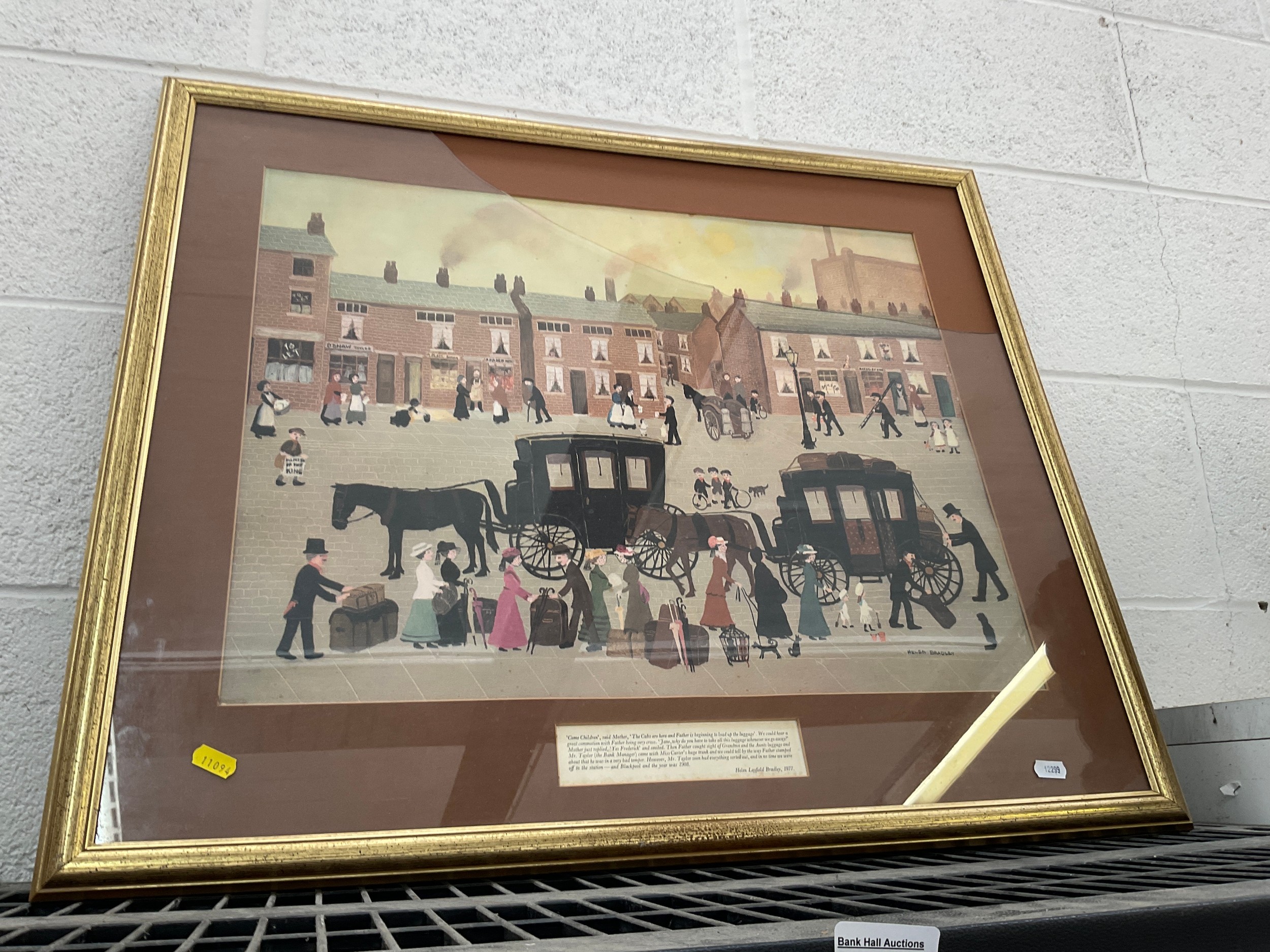 Framed Lowry print, as found glass