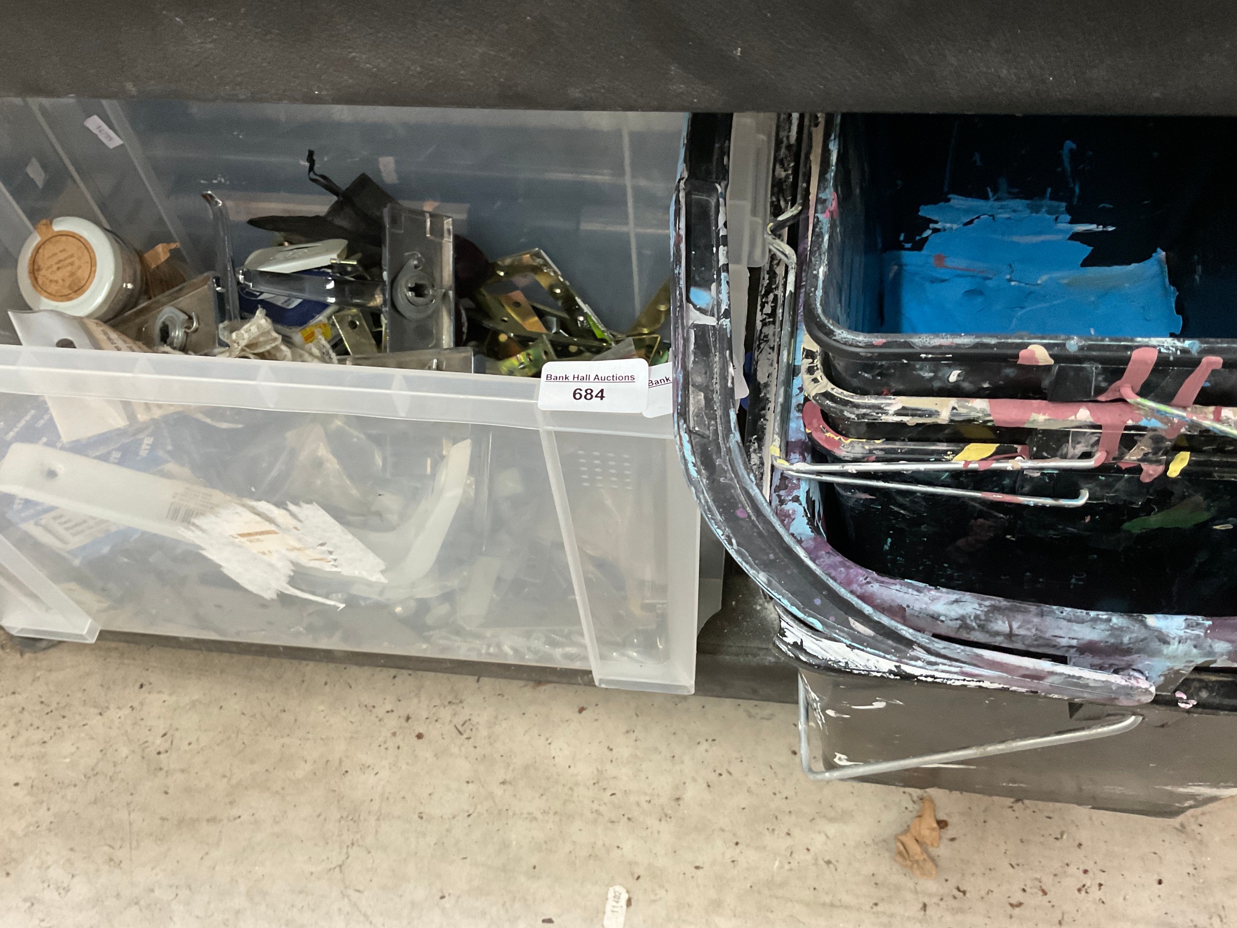 Lot inc hardware and paint pots