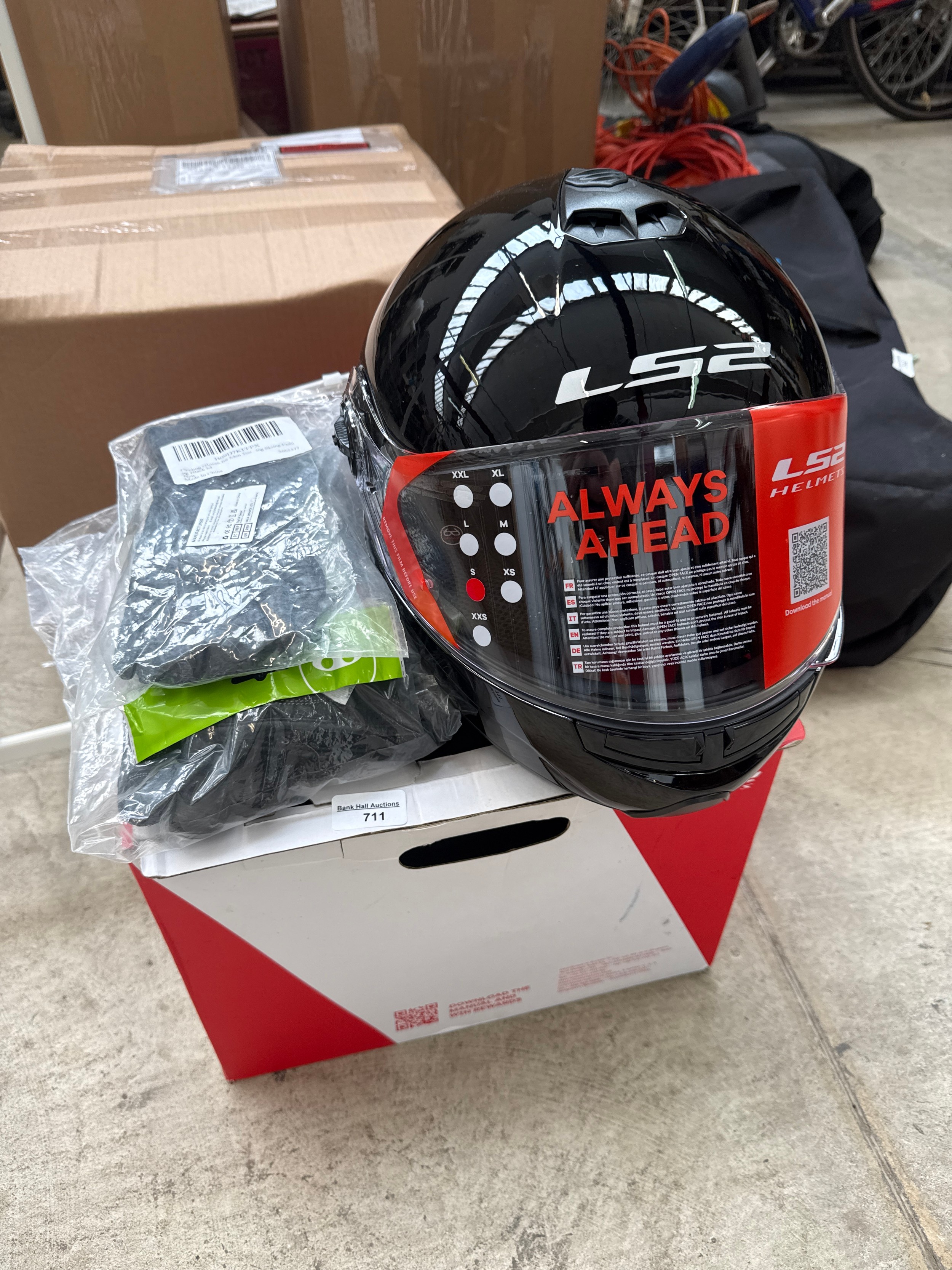 New motorcycle helmet size s and new gloves
