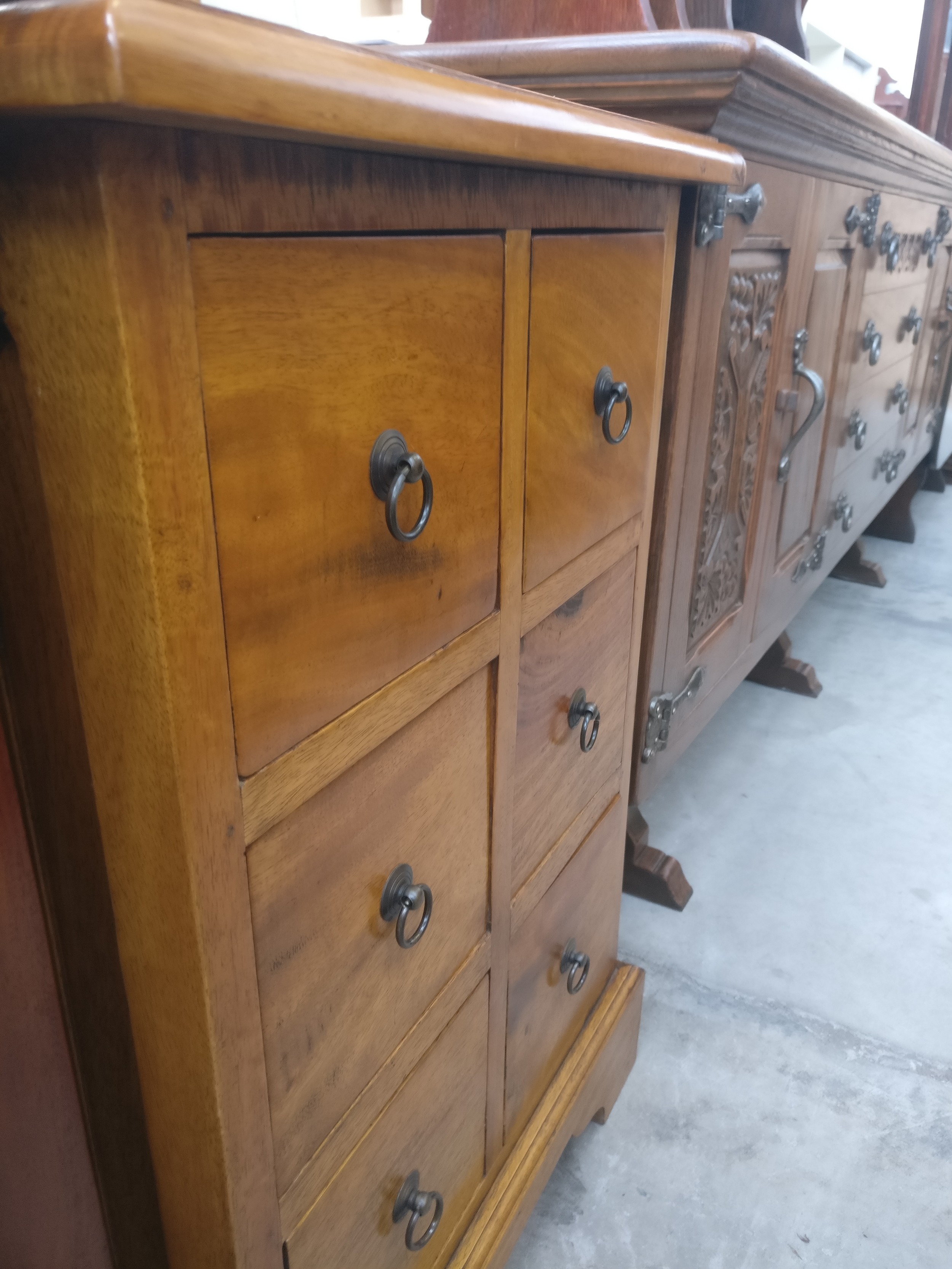A small hardwood 6 drawer chest