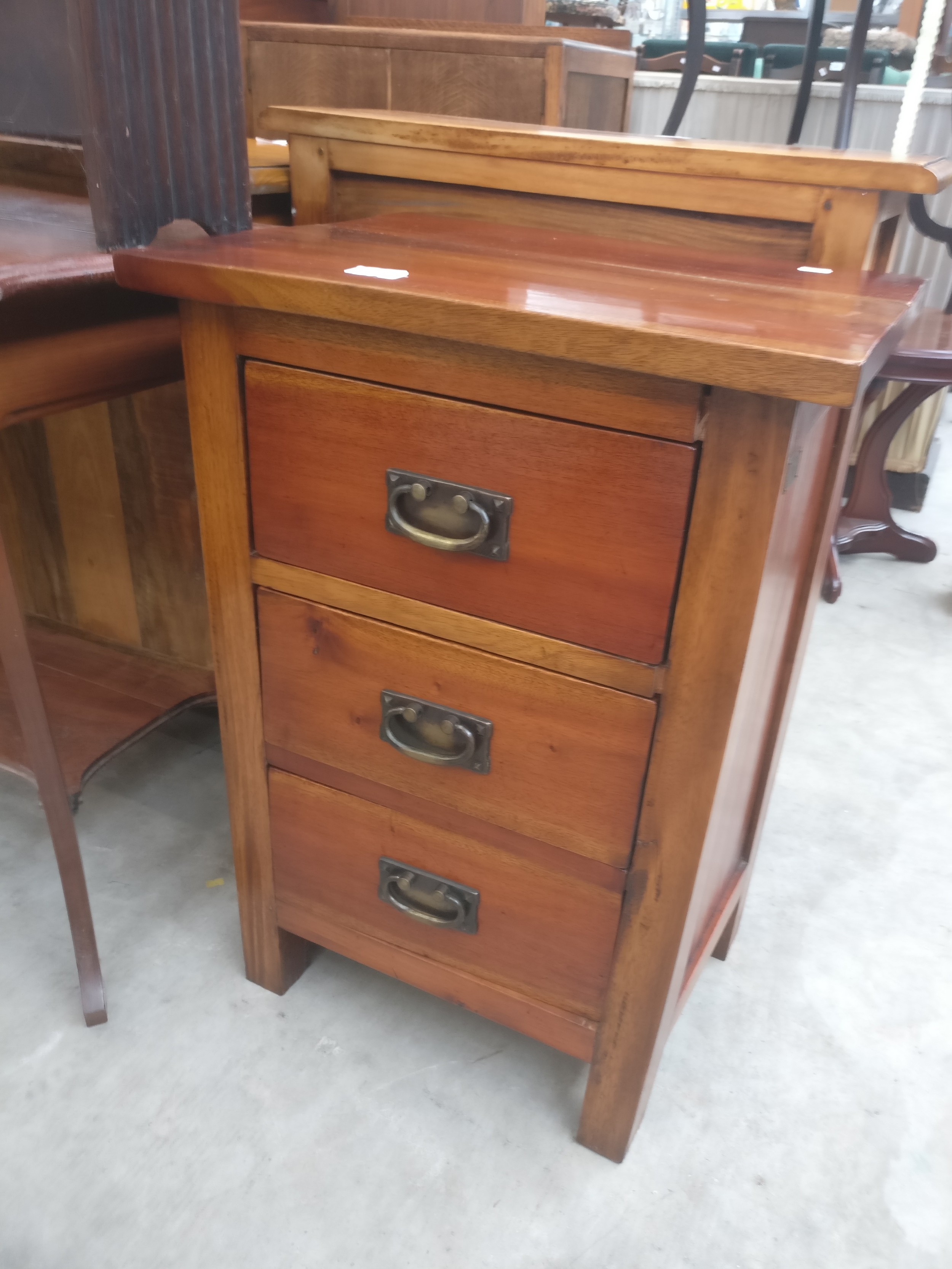 A small vintage Ancient Mariner hardwood 3 drawer chest top needs repairing