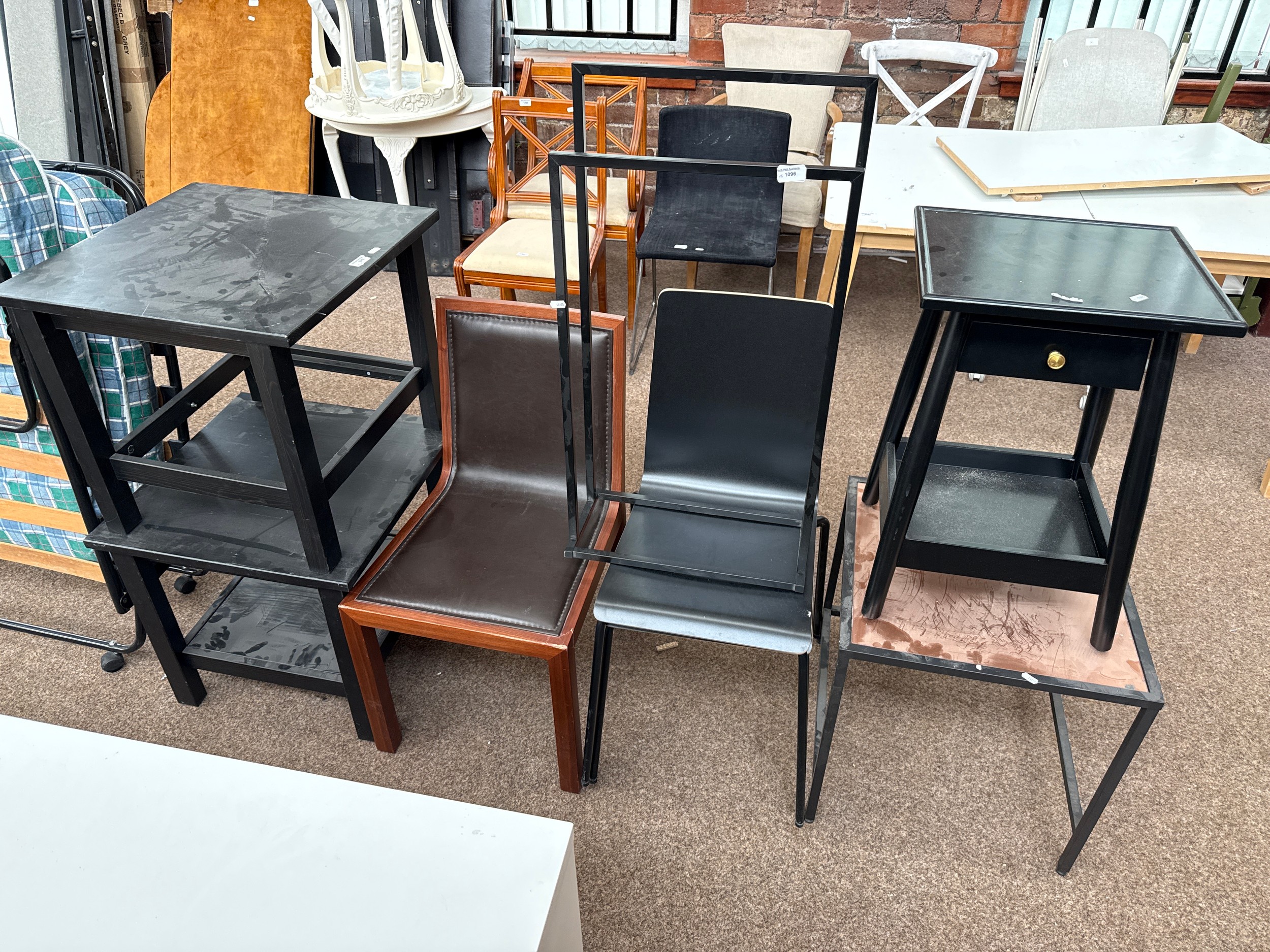 8 x assorted items including chairs, small tables and a towel rail