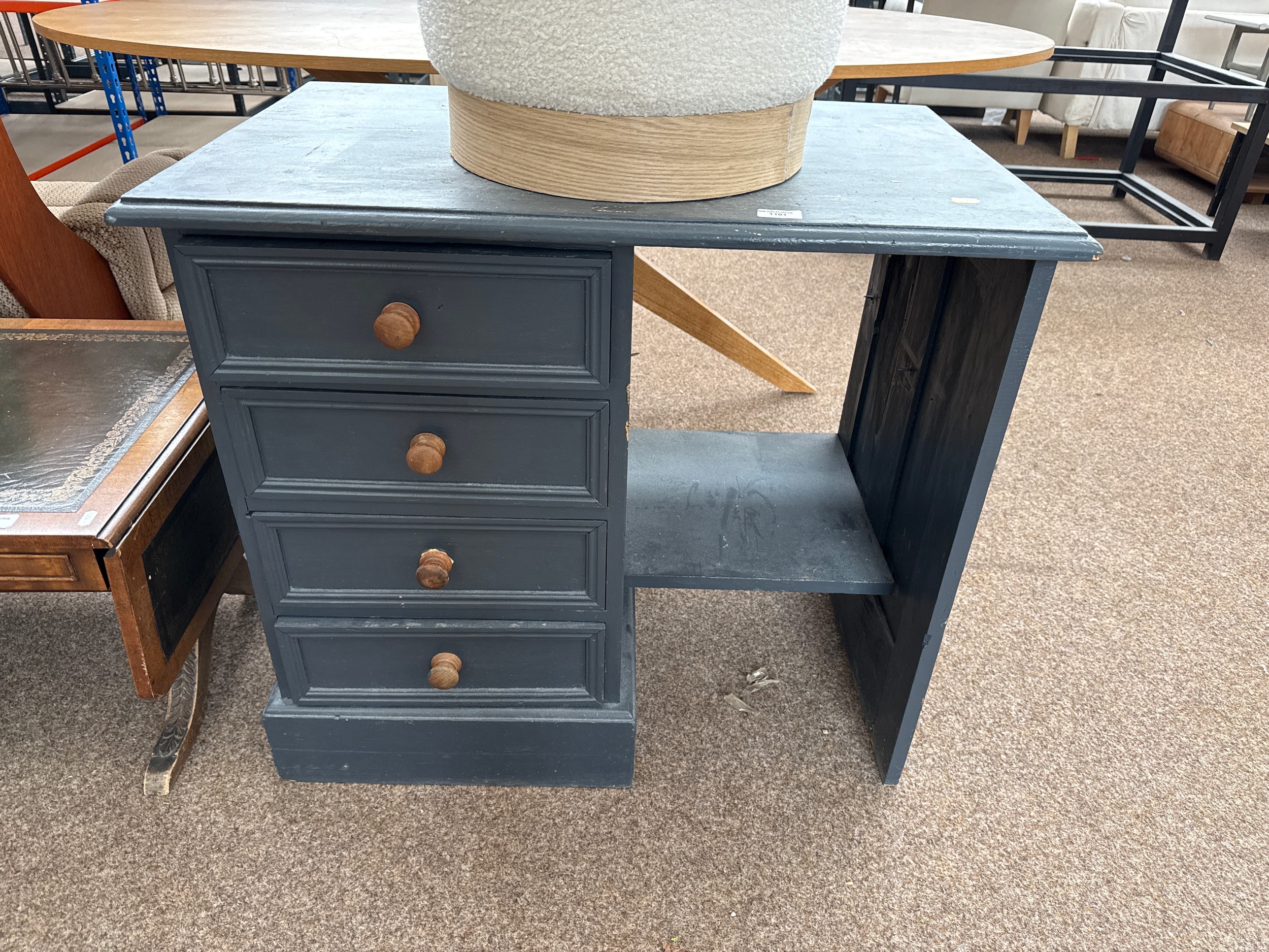 A small painted vintage pine 4 drawer desk/dressing table