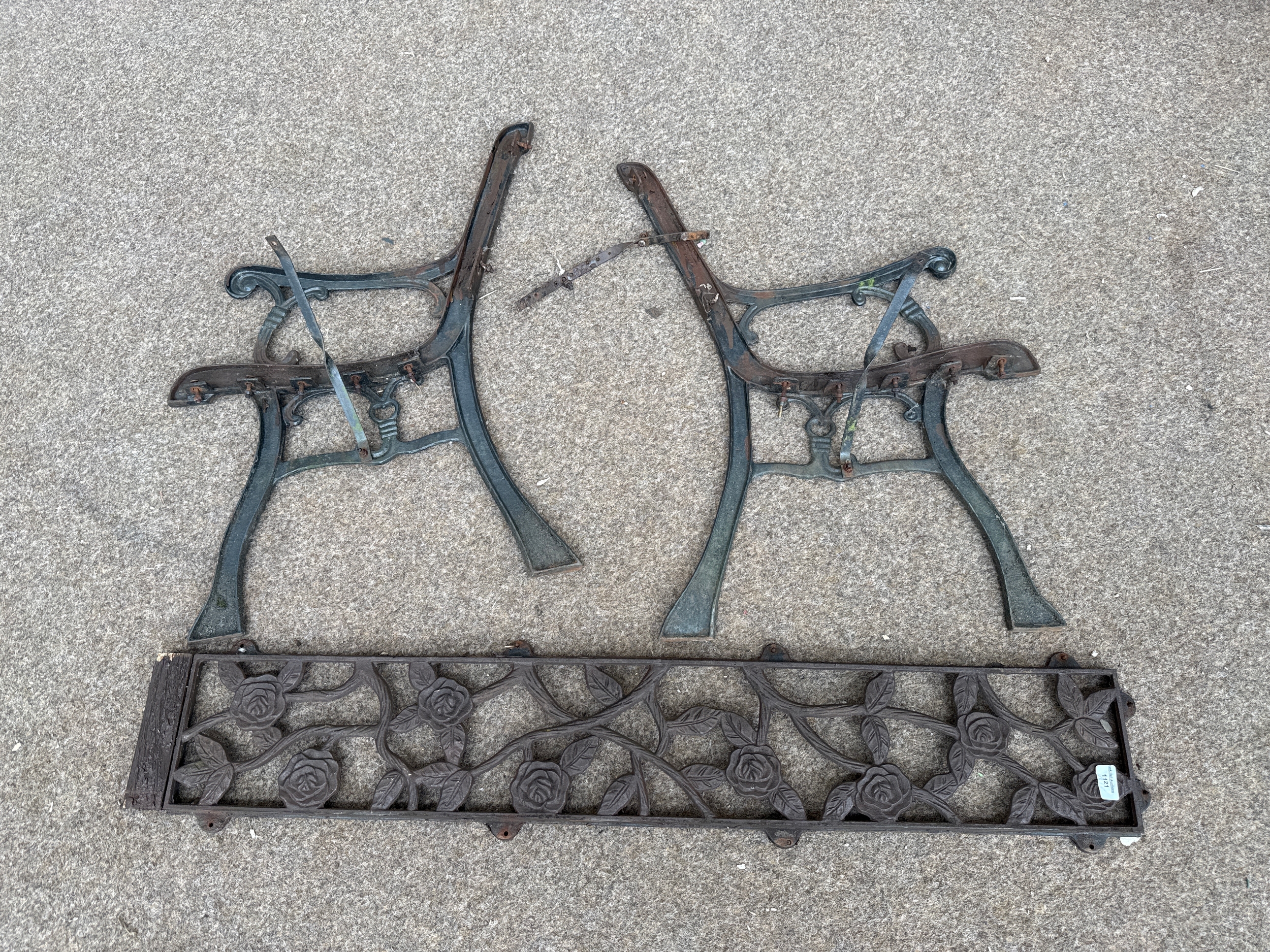 Cast metal outdoor bench frame