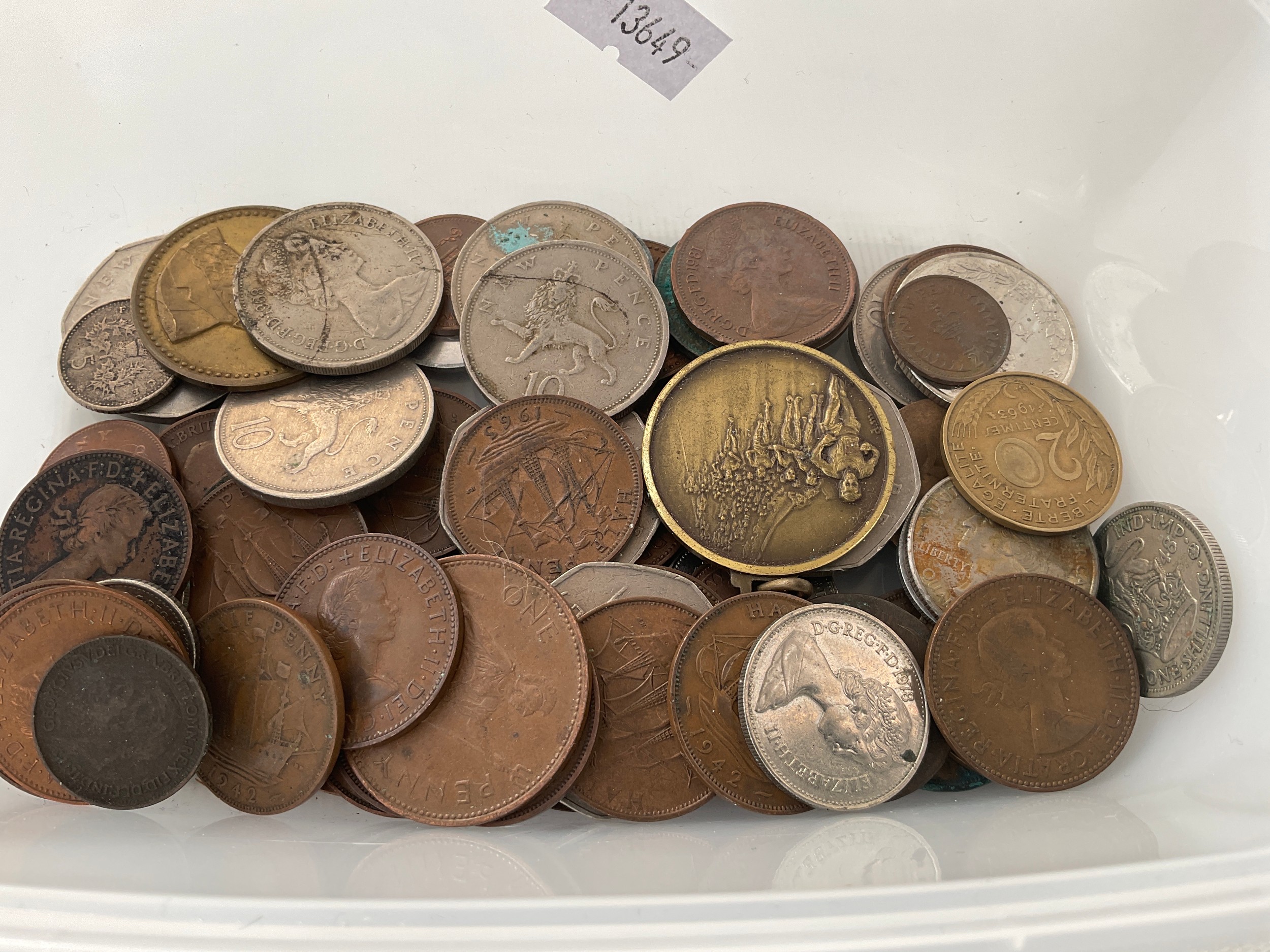 Tub of old coins