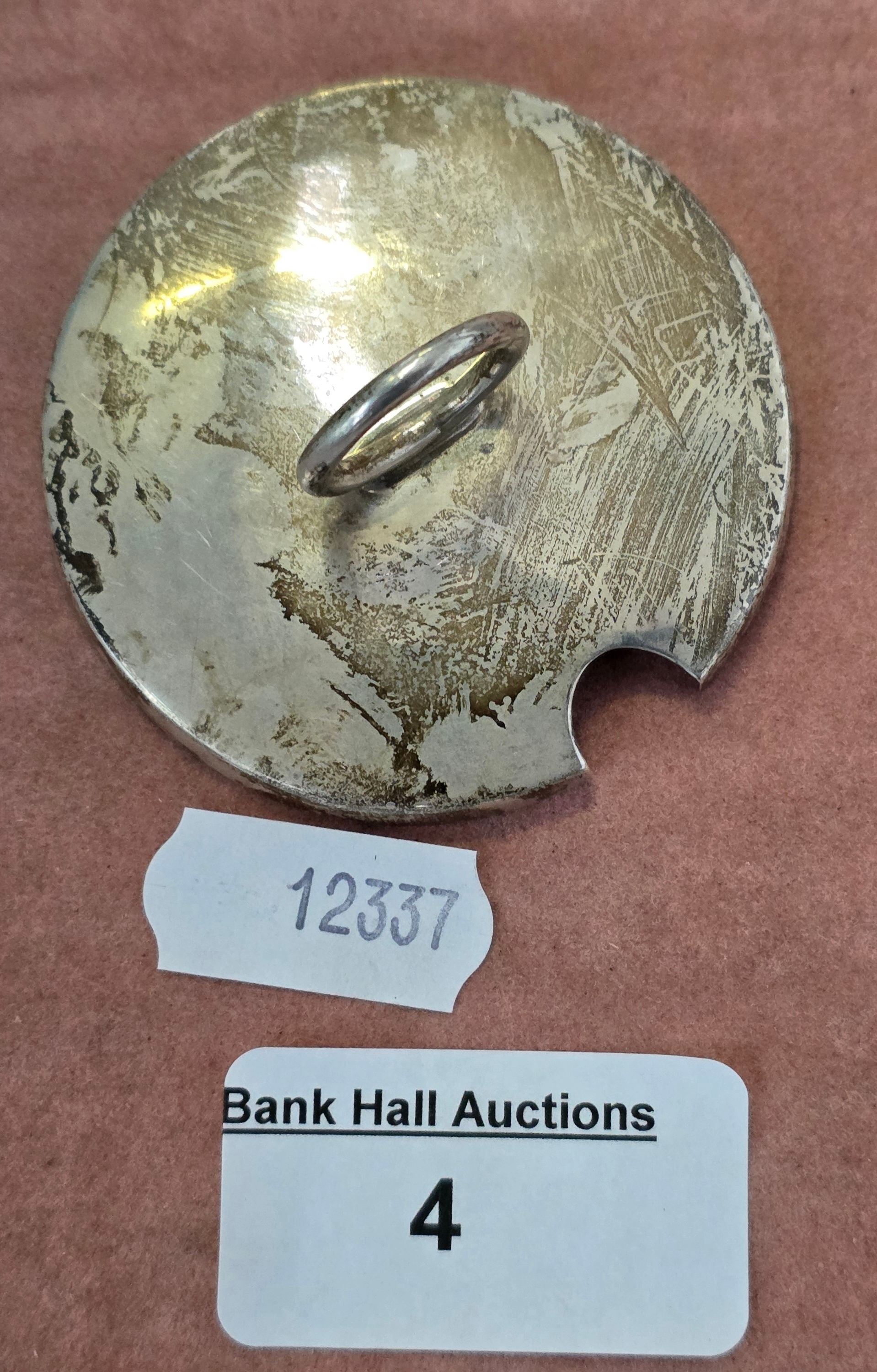 Hallmarked Silver lid, 18.5 grams