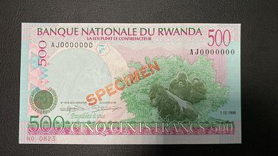 Rwanda 500 Francs 1998 P-26s SPECIMEN UNC. Especimen nova - unc
