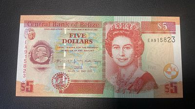 Belize 5 dollars 2020 P-67 UNC. nova unc