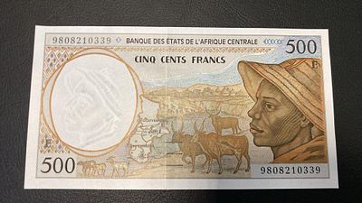 Cameroon 500 francs 1998 P-201e UNC. camar&otilde;es 500 francos nova unc