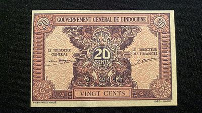 French Indochina 20 cents 1942 P-90 UNC. NOVA