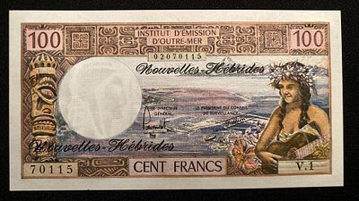New Hebrides 100 Francs 1977 P-18 UNC. NOVA