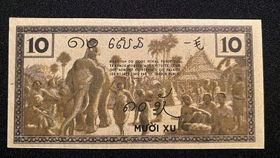 French Indochina 10 Cents 1939 P-85 AUNC. Quase Nova.