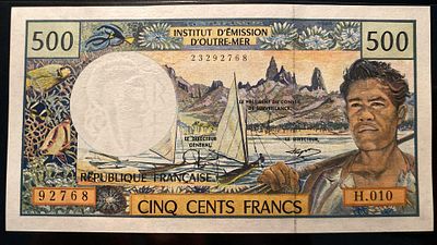 French Pacific Territories 500 Francs 1992 P-1 UNC. NOVA