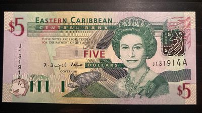Antigua 5 Dollars 2003 P-42 UNC. NOVA