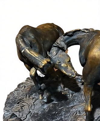 Скульптурная композиция "Лошади на воле". по мотивам скульптур П. К. Клодта 
материал: бронза 