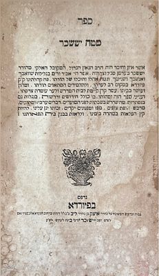 ספר נדיר מאת הר' יששכר ברמן סגל! פיורדא, תקנ"ב - מהדורה יחידה!
ספר מטה יששכר : חידושים ודרשות 