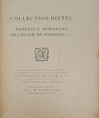 Rare auction catalog in French!
Collection Dietel. Plates of illustrations! Amsterdam, 1926. . C 