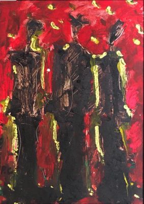 CRET&Igrave; PANTALEO San Donato di Lecce (LE) 1948 I tre amici 2019 Tecnica mista... - CRET&Igrave; 