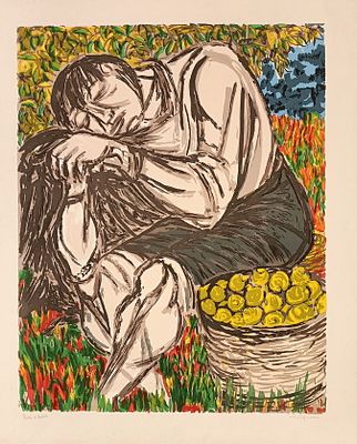 MIGNECO GIUSEPPE Messina (Me) 1903 Contadino nel limoneto 1977 Serigrafia su... - MIGNECO GIUSEPPE 