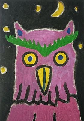 BAROGGI DAVIDE Locarno (Ch) 1974 Gufo nottambulo Acrlico su tela 33,00x23,00... - BAROGGI DAVIDE 