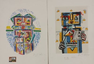 KODRA IBRAHIM Ish&euml;m (Albania) 1918 Senza Titolo Litografia su carta con... - KODRA IBRAHIM 