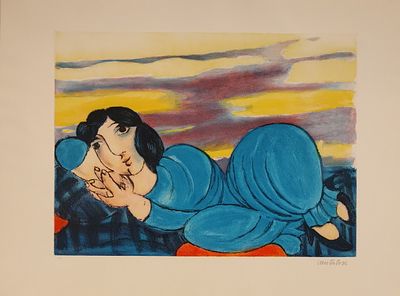 CANTATORE DOMENICO Ruvo di Puglia (Ba) 1906 Odalisca Incisione colorata P.A.... - CANTATORE 