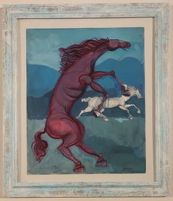 ANONIMO - Cavalli. ANONIMO Anonimo (An) CavalliOlio su cartone40,00x30,00Firma in basso a destra 