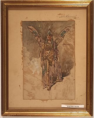 CRANE WALTER Liverpool (Inghilterra) 1845 Oberon Acquarello su carta... - CRANE WALTER Liverpool 