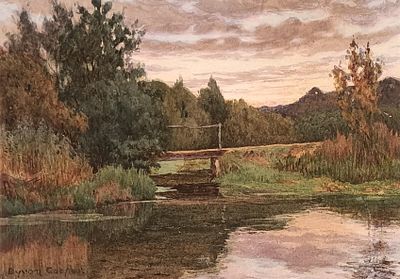 COOPER BYRON Inghilterra (Inghilterra) 1850 Paesaggio con ruscello Acquarello... - COOPER BYRON 