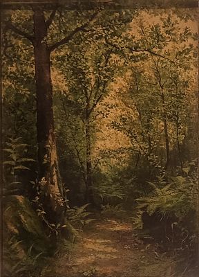 BRYDALL ROBERT Glasgow (Scozia) 1839 A woodland way (1868) Olio su cartone... - BRYDALL ROBERT 
