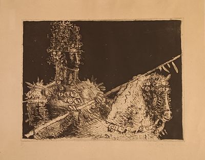 GRASSMANN MARCELO San Paolo (Brasile) 1925 Cavaleiro Incisione su carta es.... - GRASSMANN MARCELO 