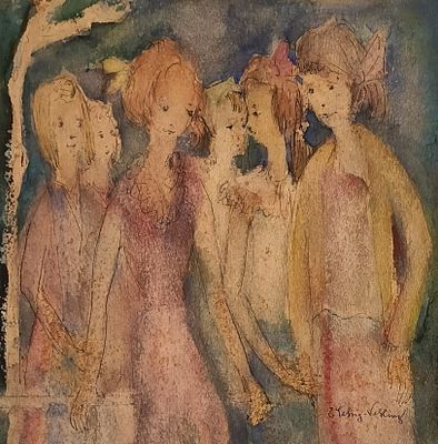 VEHLING ELSE SEHRIG Dusseldorf (Germania) 1897 Senza titolo Mista su carta... - VEHLING ELSE 