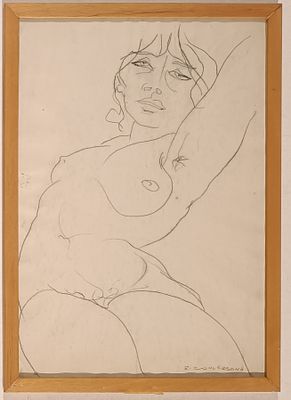 CONVERSANO ROMANO Rovigno in istria (Croazia) 1920 Nudo di donna Matita su... - CONVERSANO ROMANO 