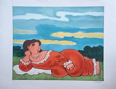 CANTATORE DOMENICO Ruvo di Puglia (Ba) 1906 Odalisca Serigrafia su carta... - CANTATORE DOMENICO 