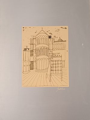 GENTILINI FRANCO Faenza (Ra) 1909 Cattedrale 1977 Serigrafia su alluminio es.... - GENTILINI 