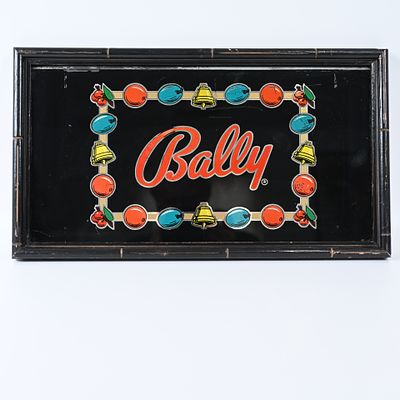 Bally Gaming Reverse Glass Sign with Slot Machine Imagery. Bally Manufacturing Company slot 