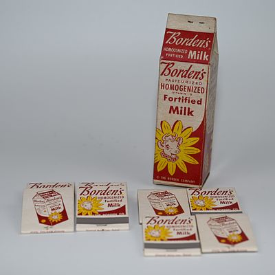Borden s Milk Display Carton with 8 Matchbook Advertising. Borden s Pasteurized Homogenized 