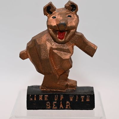 Bear Safety Service Automotive Advertising Paperweight. A cast iron Happy Bear paperweight. Bear 