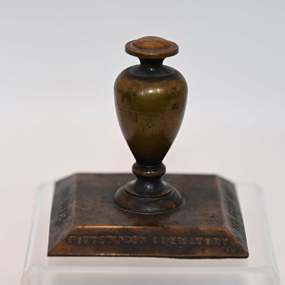 Pittsburgh Crematory Paperweight. Marked with the company's address in Pittsburgh PA and phone 