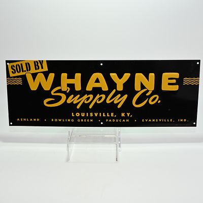 Whayne Supply Co Caterpillar Dealer Embossed Tin Sign. Whayne is embossed. Marked Litho by Reed 