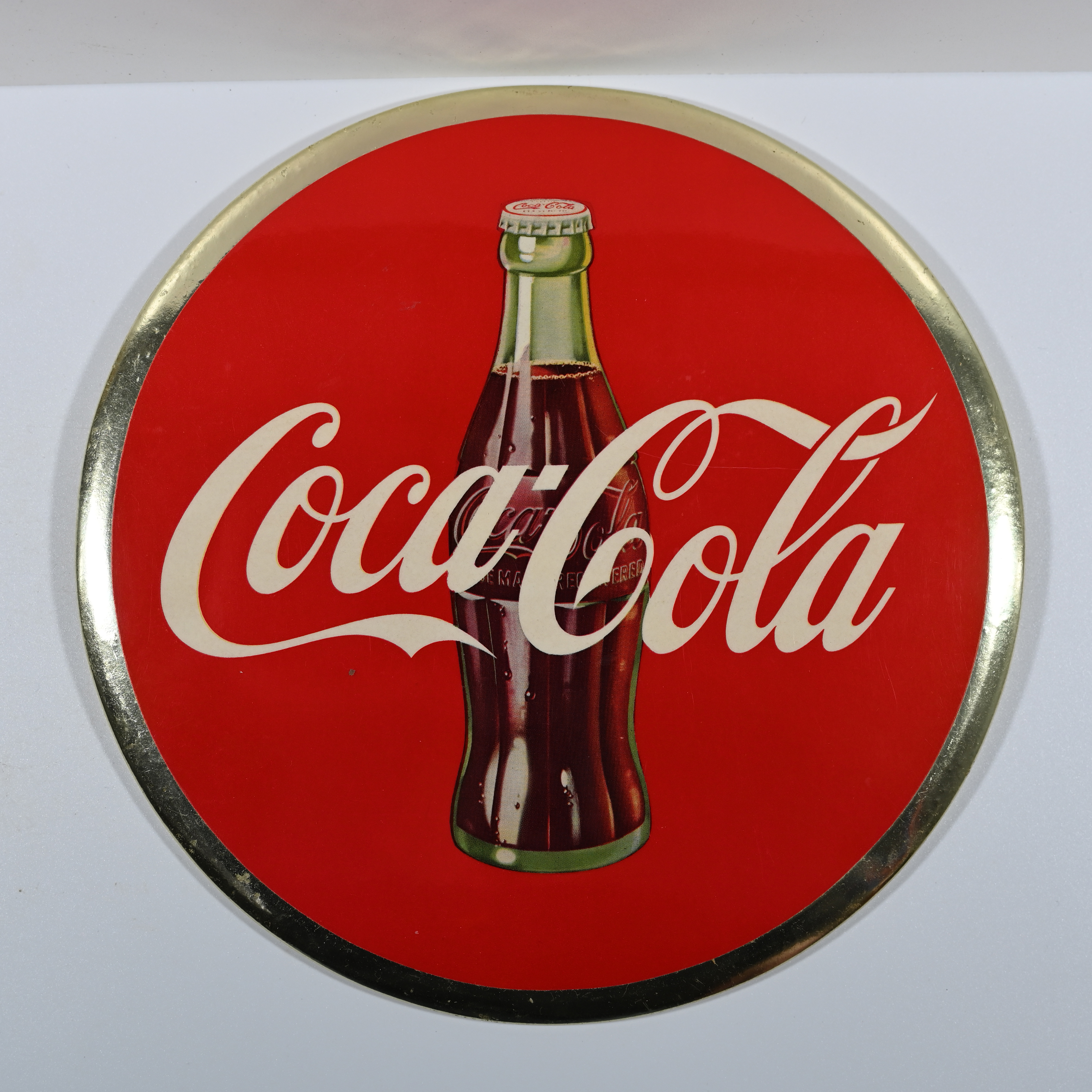 Coca Cola 1950s 9" Celluloid over Tin Button