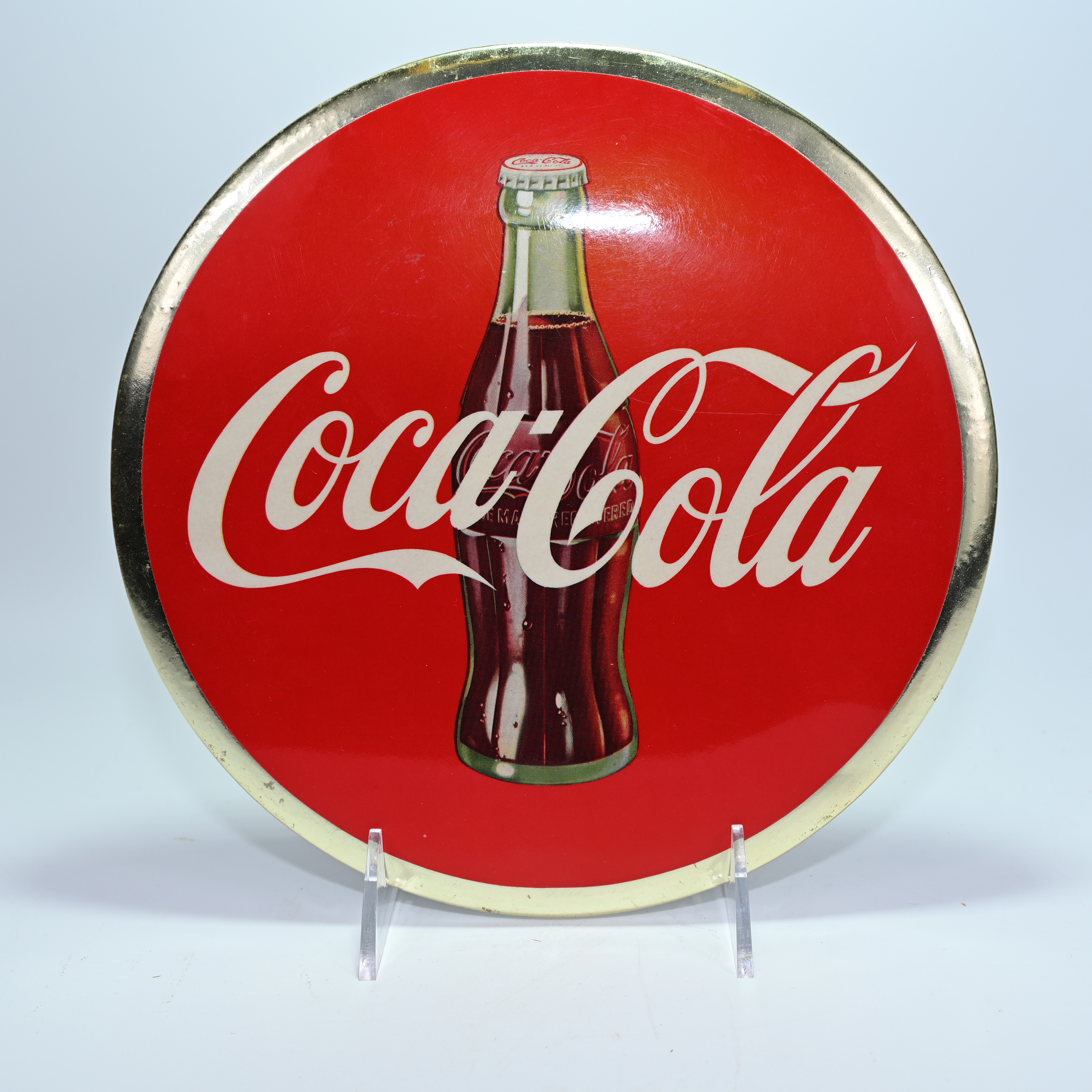 Coca Cola 1950s 9" Celluloid over Tin Button