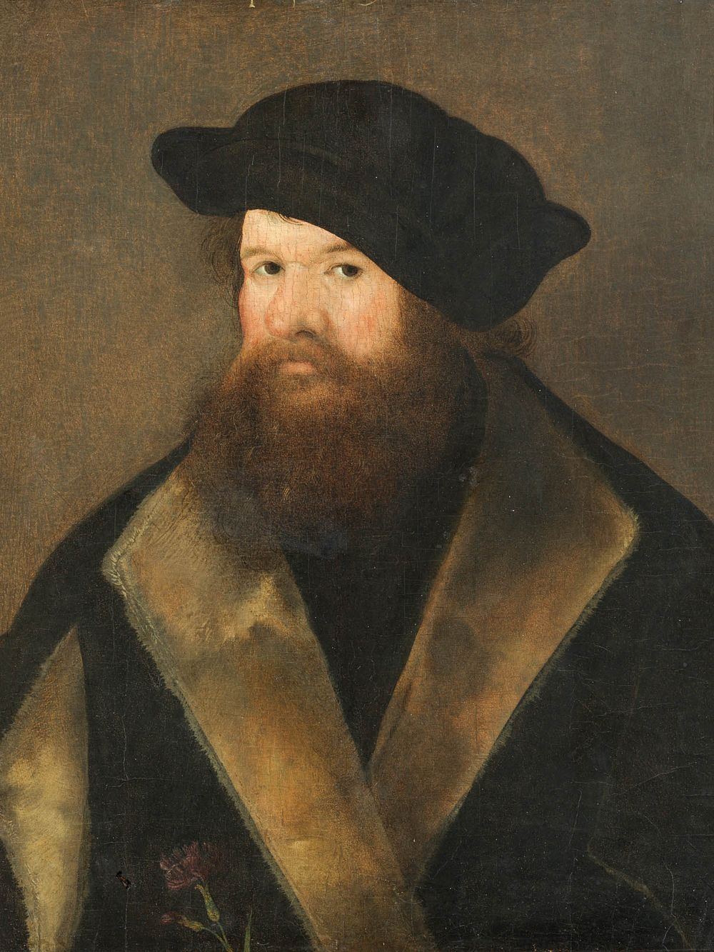Hans Holbein the Elder 1465–1524, attributed
Portrait of a Man with a Black Cap and Carnation 