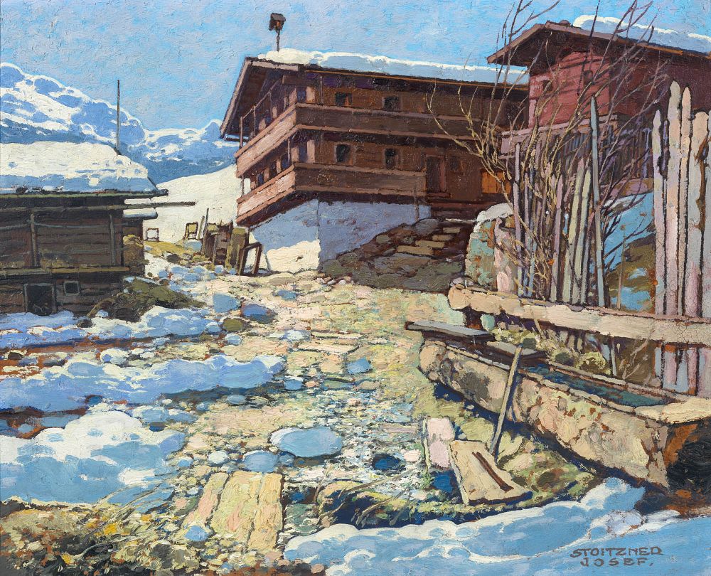 Josef Stoitzner 1884 - 1951
Sunny Winter Landscape, circa 1947
Oil on hardboard
signed 