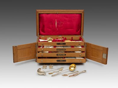 Kiechle Brothers Kempten, 20th century Cutlery box, with cutlery, Art Nouveau Silver, partially 