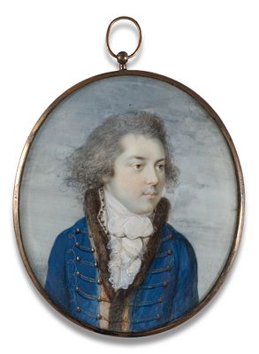 Peter Eduard Stroely 1766–after 1828 Oval miniature portrait of a young officer in a 